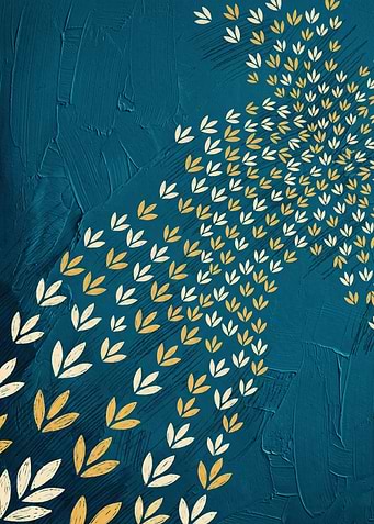 Golden Leaves Pattern Nature Abstract Painting
