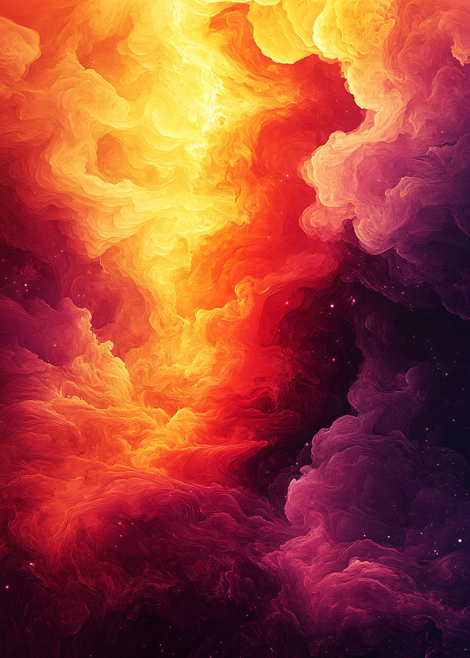 Fiery Cosmic Nebula Abstract Art