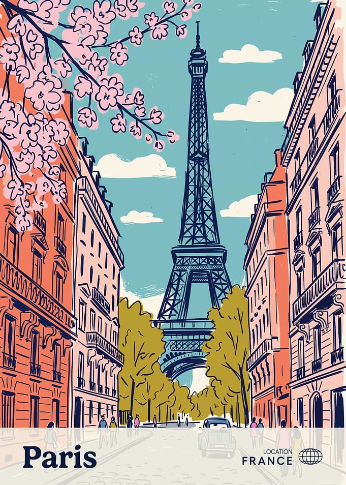 Paris Eiffel Tower Travel Poster
