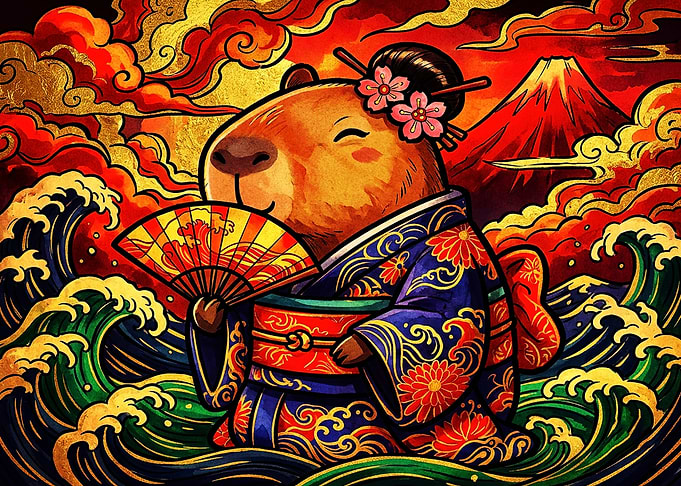 Capybara in Traditional Japanese Kimono