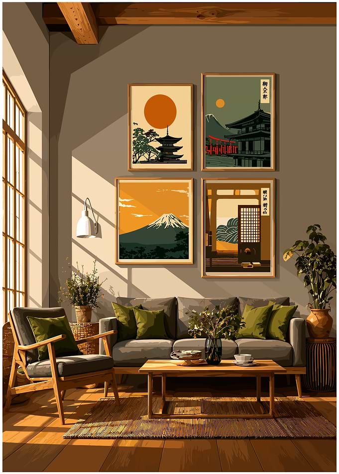 Japanese Art Gallery Living Room