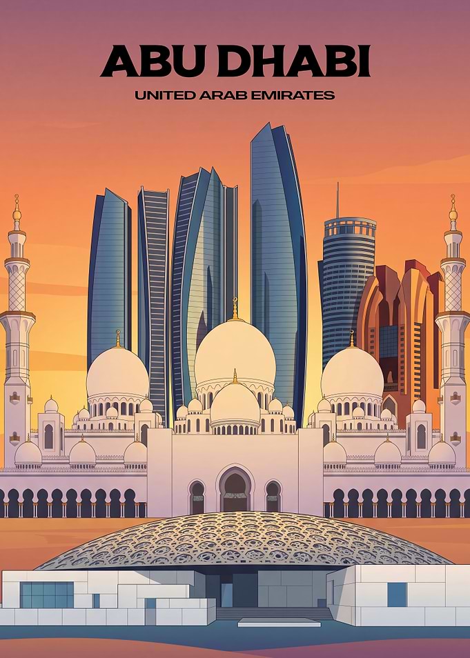 Abu Dhabi Cityscape Travel Poster