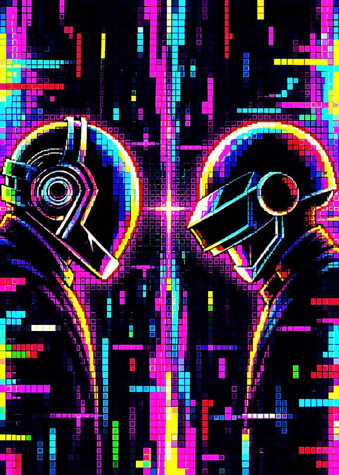 Daft Punk Glitch Art Portrait