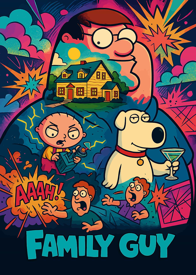 Family Guy Vibrant Character Collage Poster