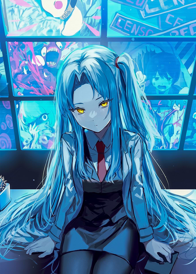 Anime Girl with Blue Hair angela