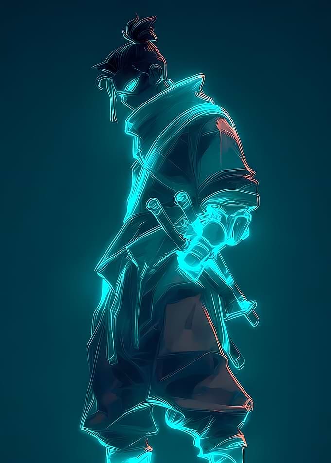 Neon Cyberpunk Ninja Warrior