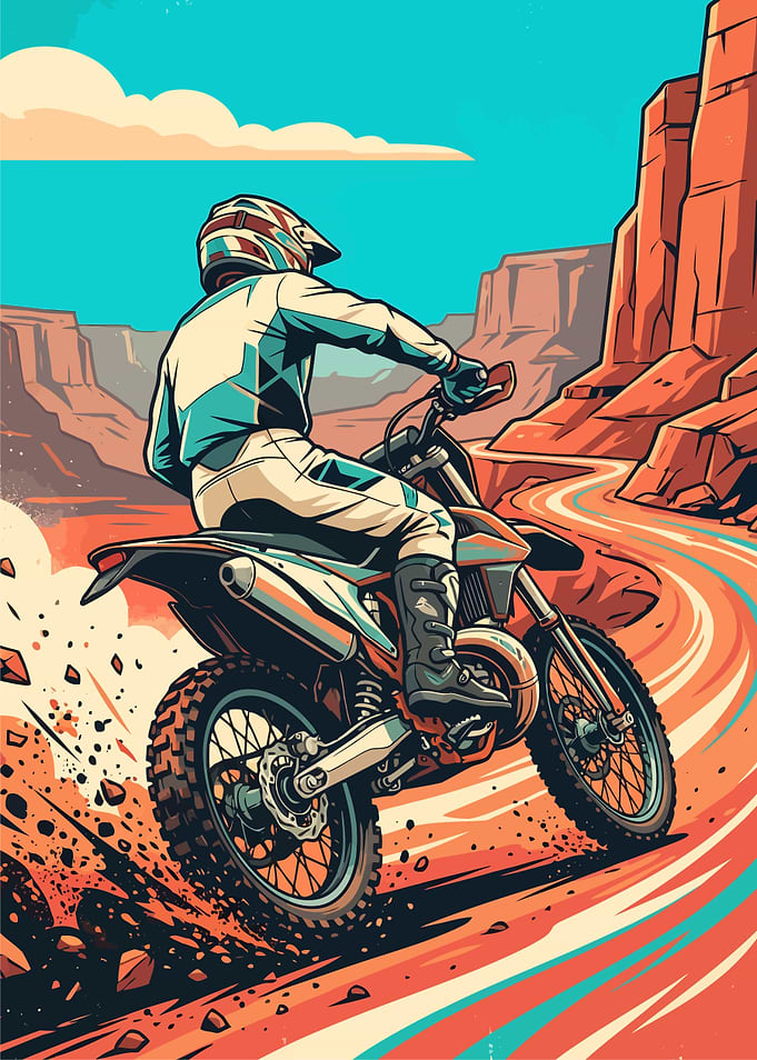 Motocross Rider in Desert Canyon