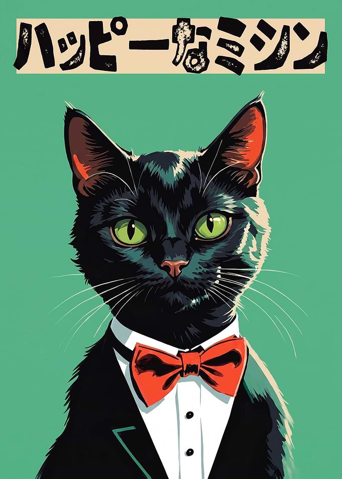 Dapper Black Cat in Tuxedo