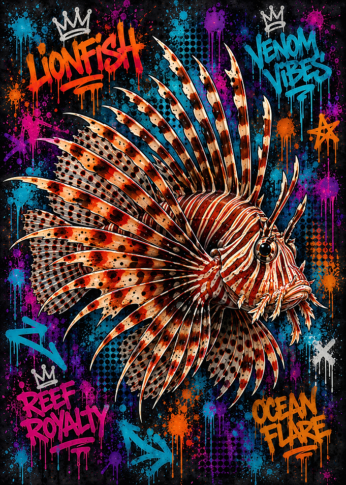 Graffiti Style Lionfish Urban Art