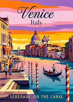 Vintage Venice Italy Travel Poster — retro travel art printed on metal