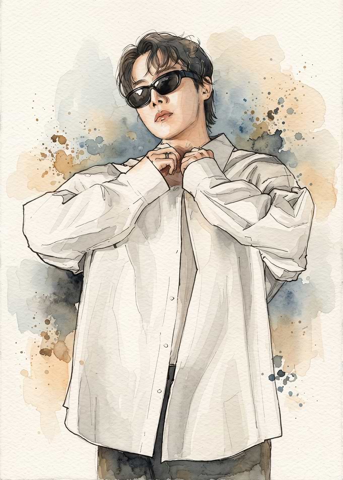 Watercolor Portrait of J-Hope