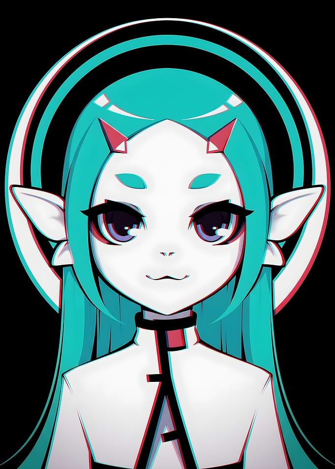 Anime Girl with Teal Hair Portrait From Voices Of The Void Game