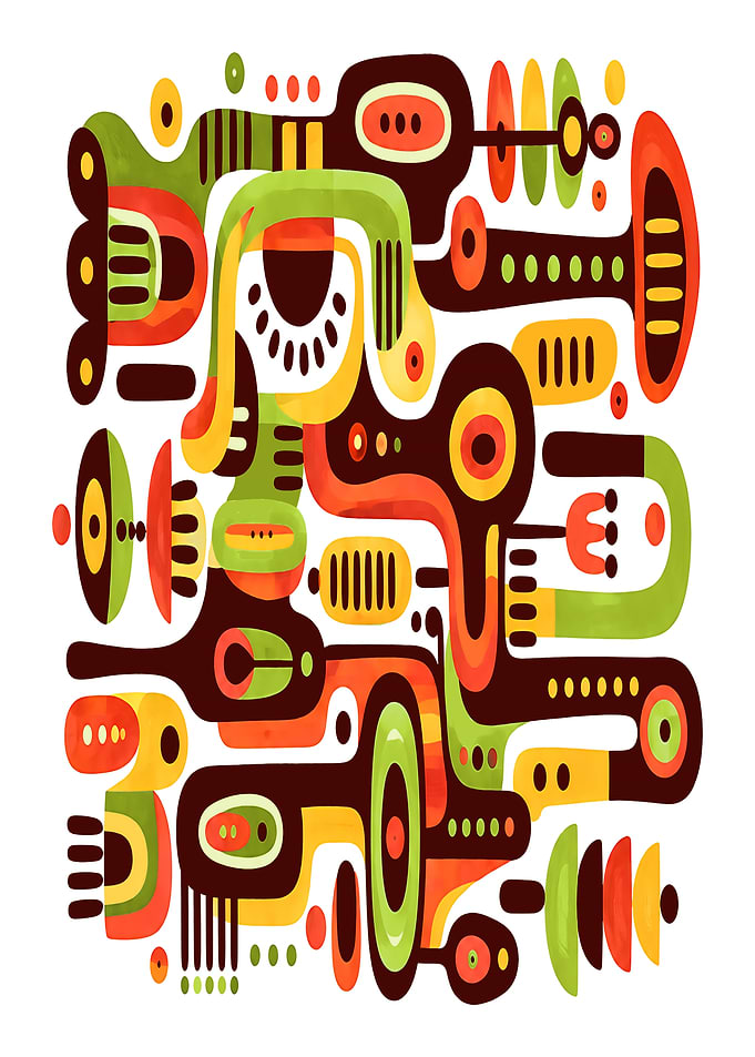 Mid-Century Modern Abstract Geometric Art