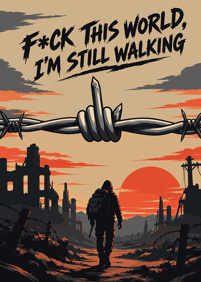 Post-Apocalyptic Survivor Walking Poster
