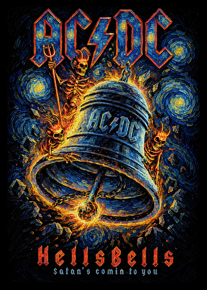 AC/DC Hells Bells Starry Night Art