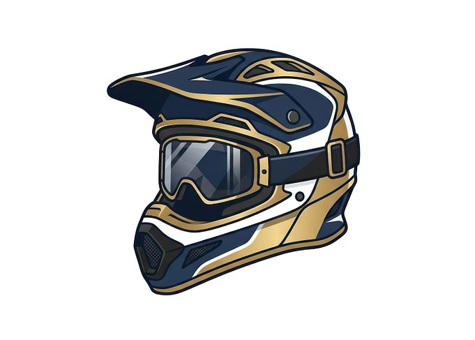 Blue and Gold Motocross Helmet