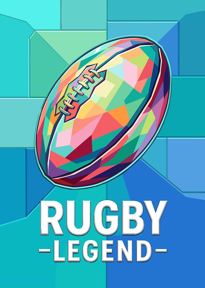 Colorful Geometric Rugby Ball Poster