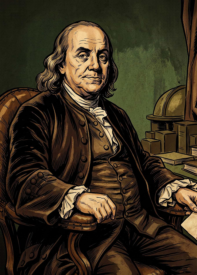 Ben Franklin Vintage Portrait Art