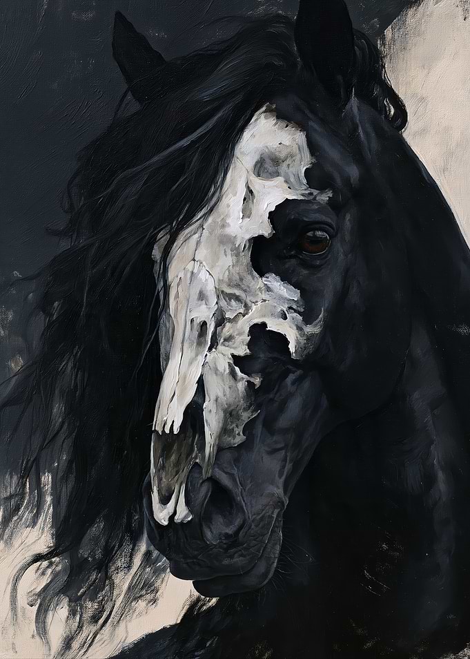 Dark Horse with Skull Mask