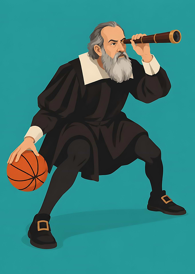 Galileo Galilei Playing Basketball