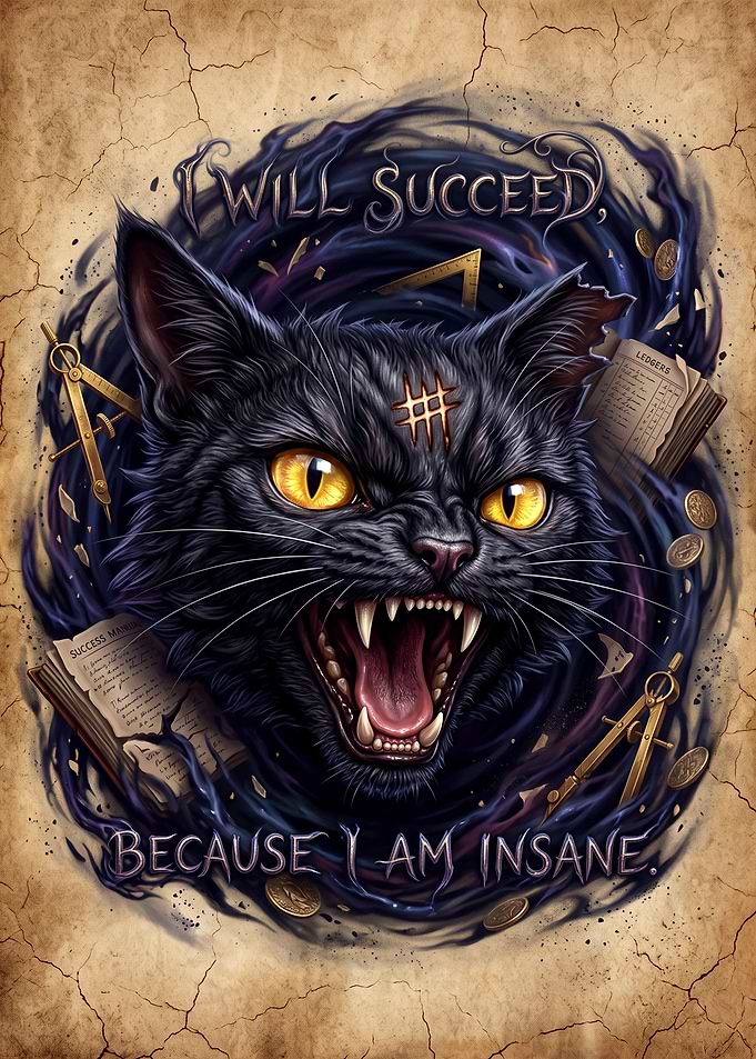 Fierce Black Cat Success Poster