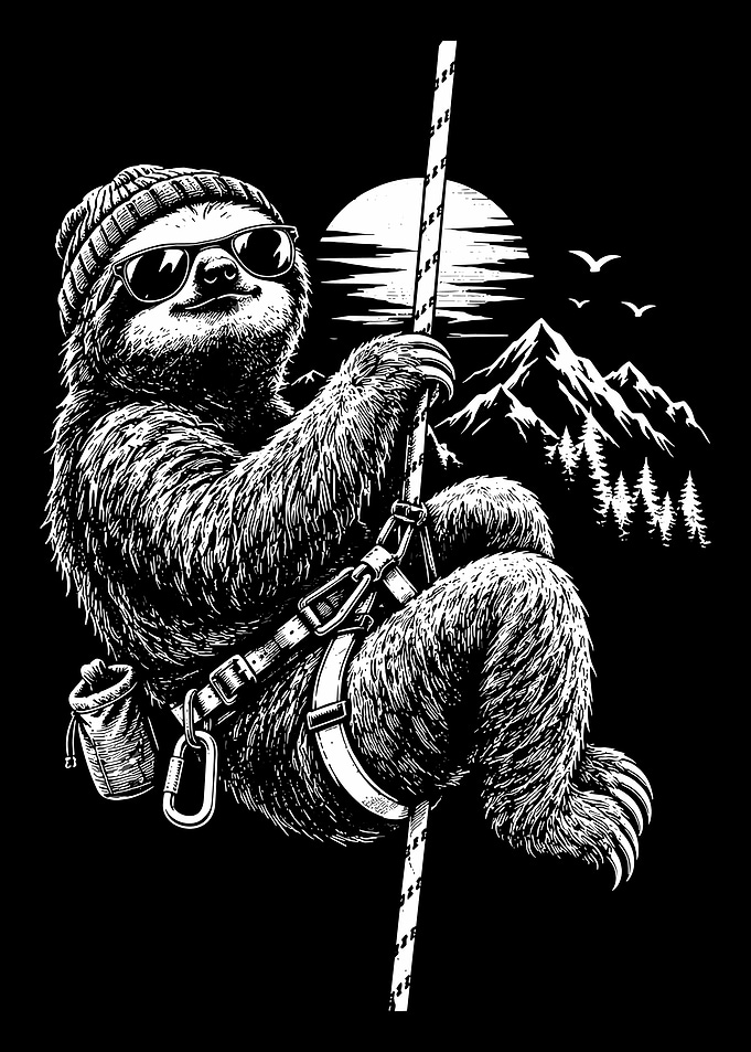 Cool Sloth Rock Climbing Illustration