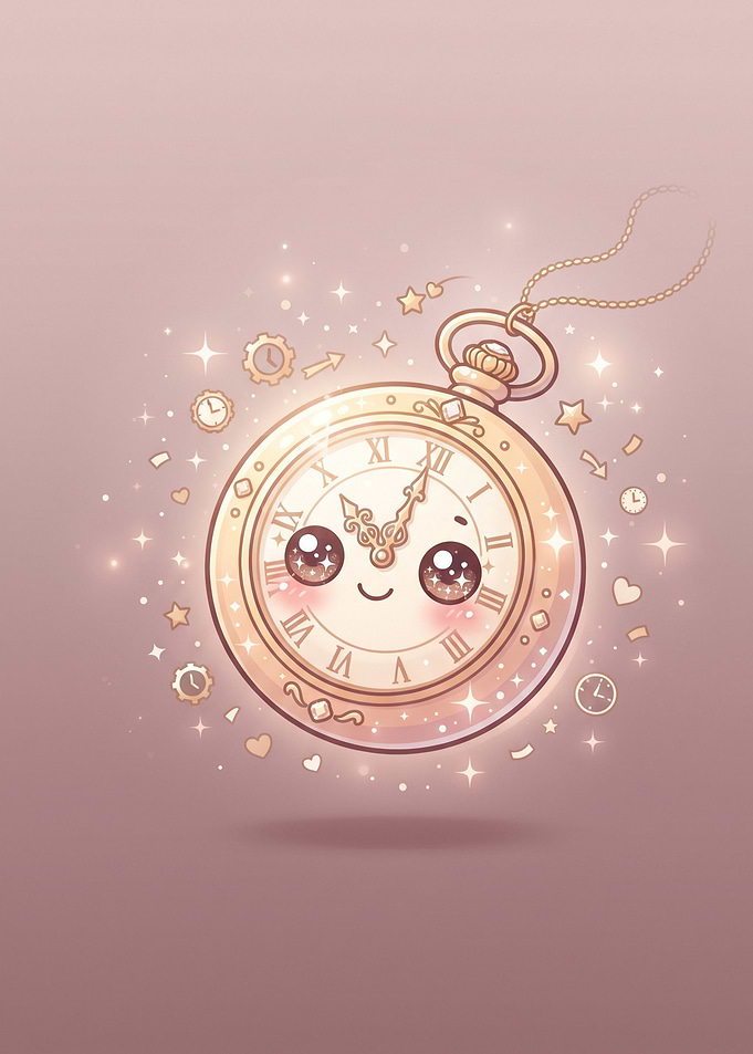 Cute Kawaii Pocket Watch Illustration