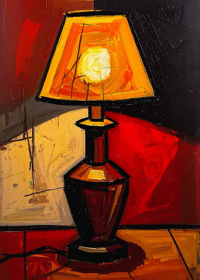 Abstract Oil Painting of Table Lamp