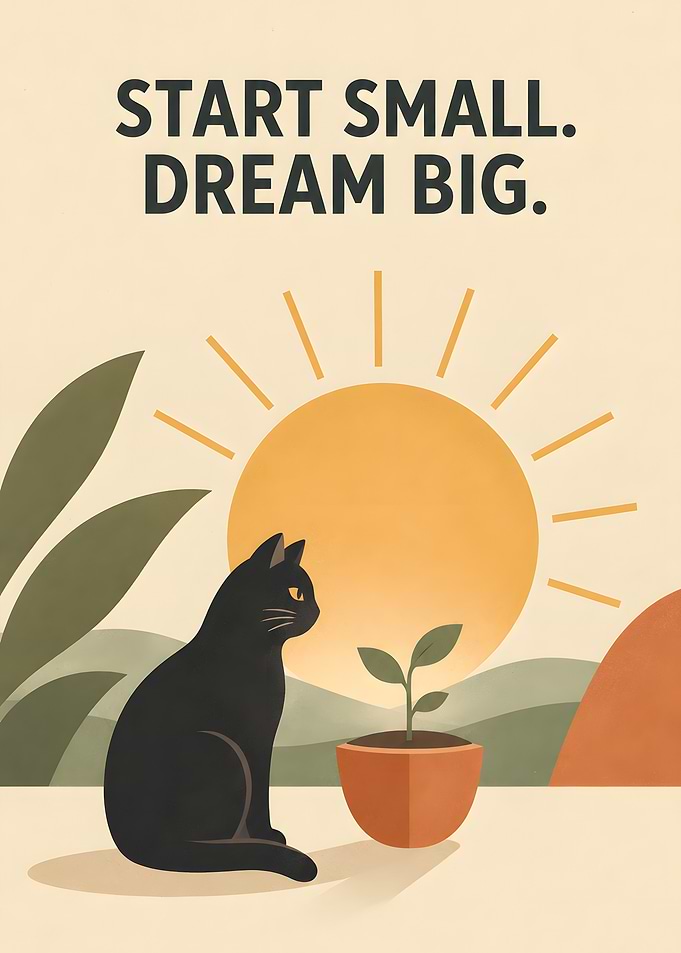Start Small Dream Big Cat Poster