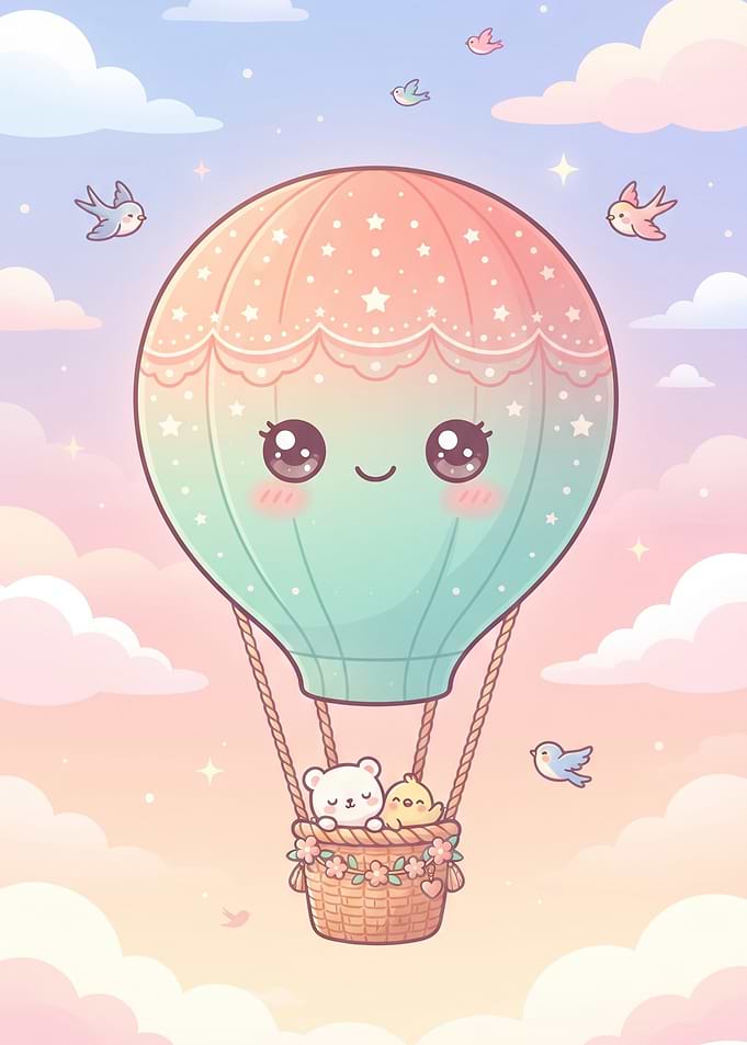 Cute Kawaii Hot Air Balloon