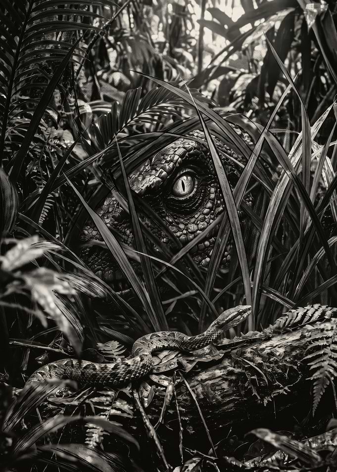 Velociraptor Stalking in the Jungle