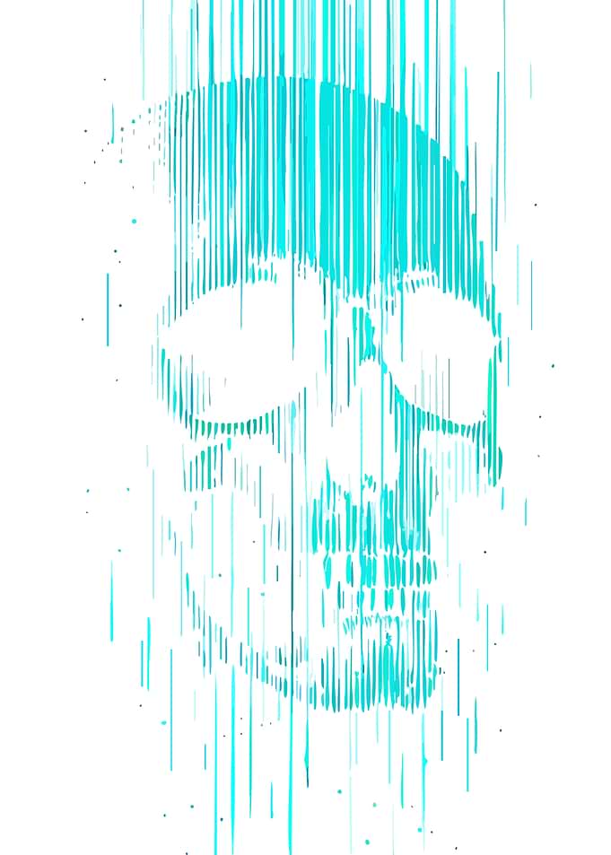 Cyan Glitch Effect Skull Art