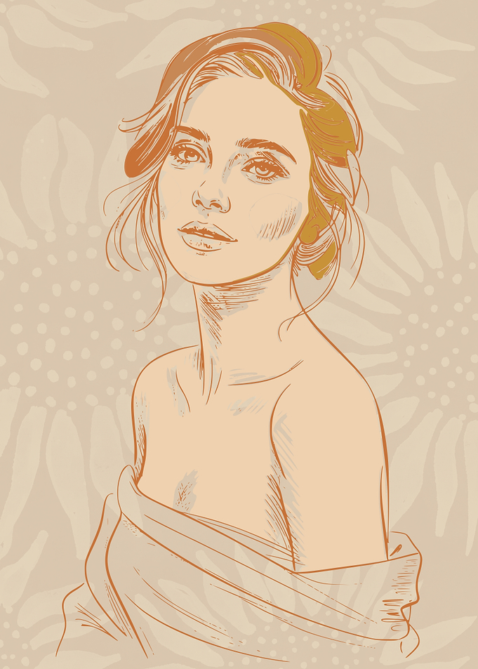 Elegant Line Art Portrait of Woman