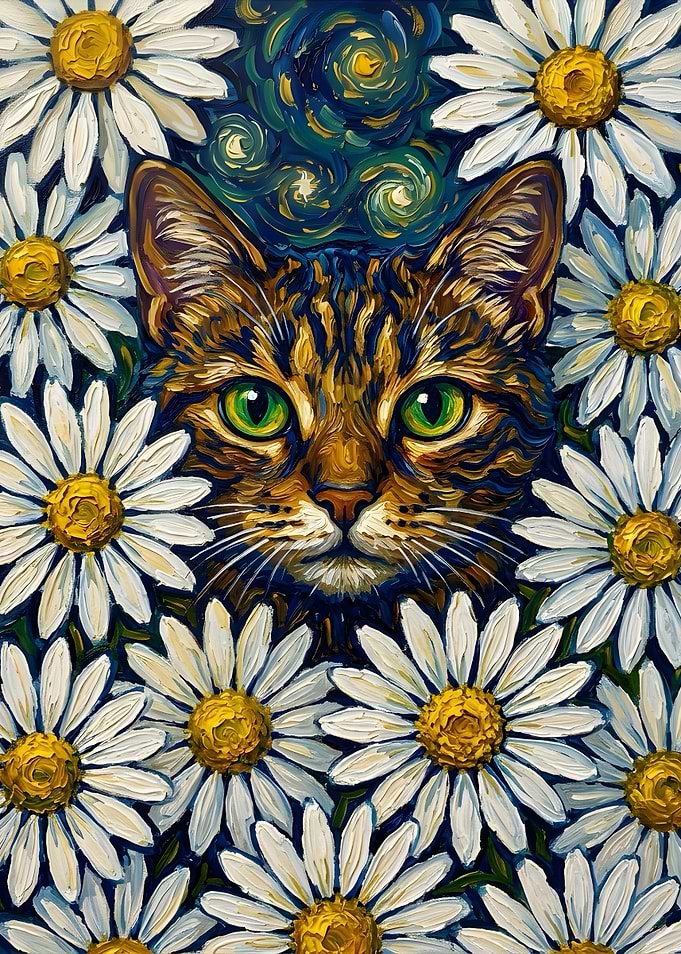 Cat Portrait in Van Gogh Style