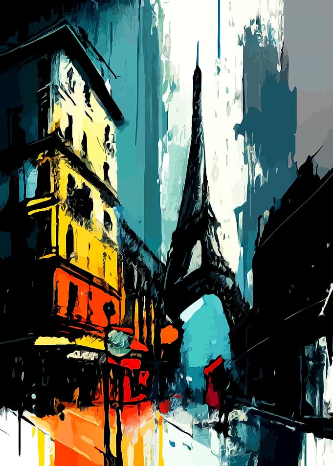 Abstract Impressionist Eiffel Tower Paris Scene