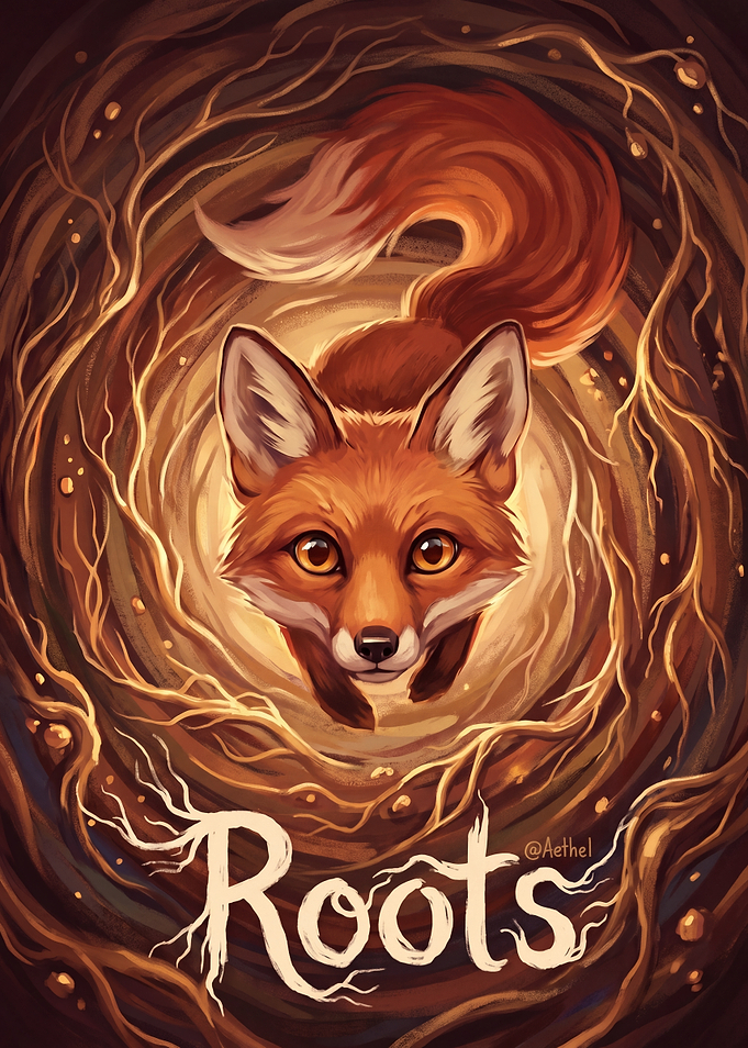 Fox Emerging from Earthy Roots