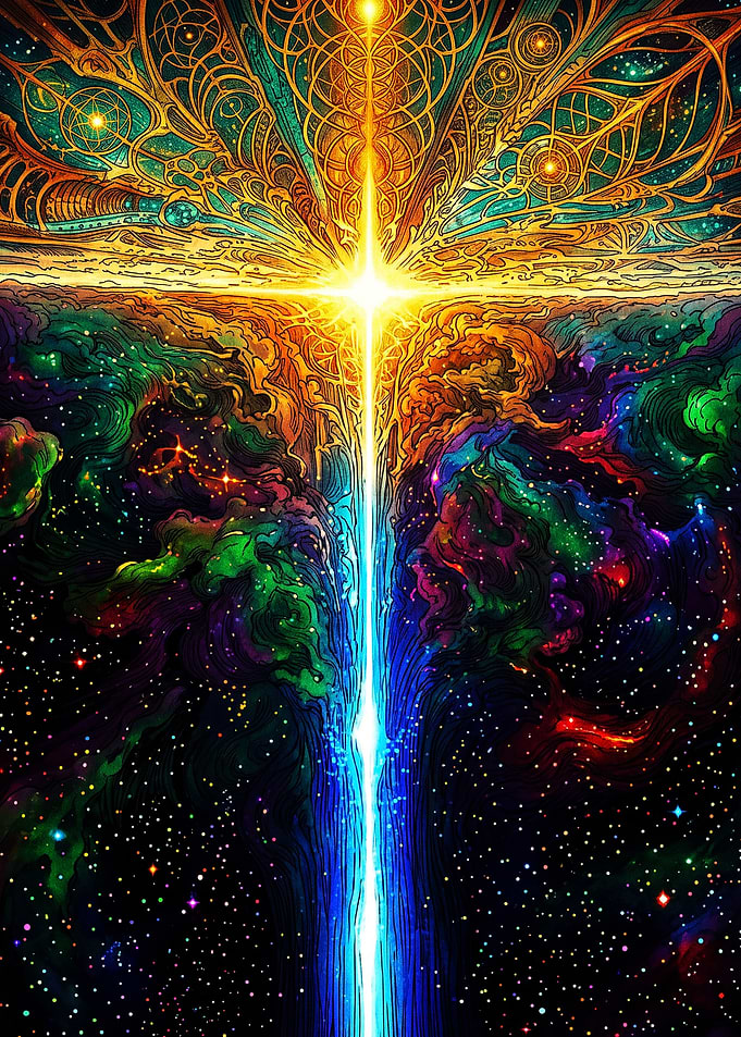 Cosmic Light Burst Abstract Art
