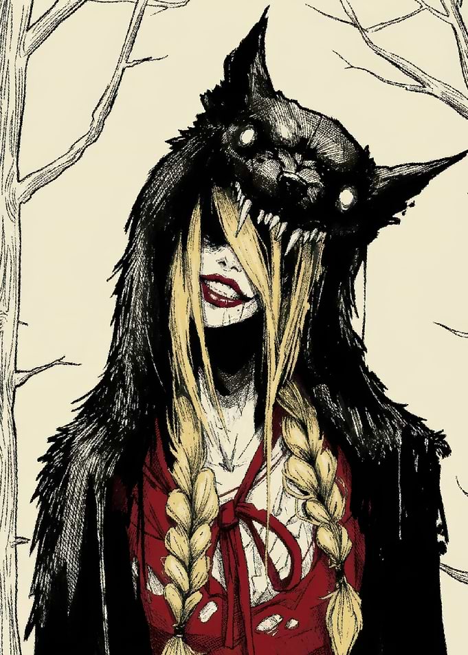 Dark Fantasy Wolf Girl Illustration