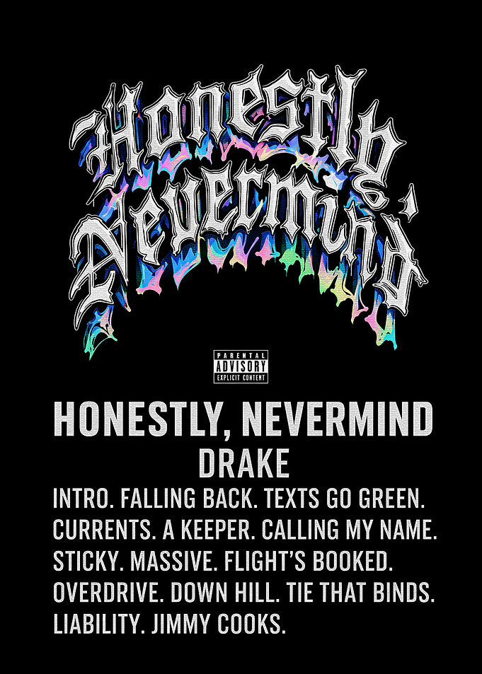 Drake Honestly Nevermind Album Tracklist Poster