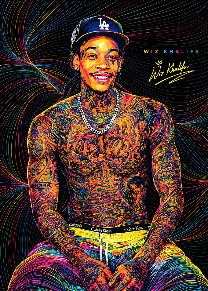 Wiz Khalifa Neon Portrait Art