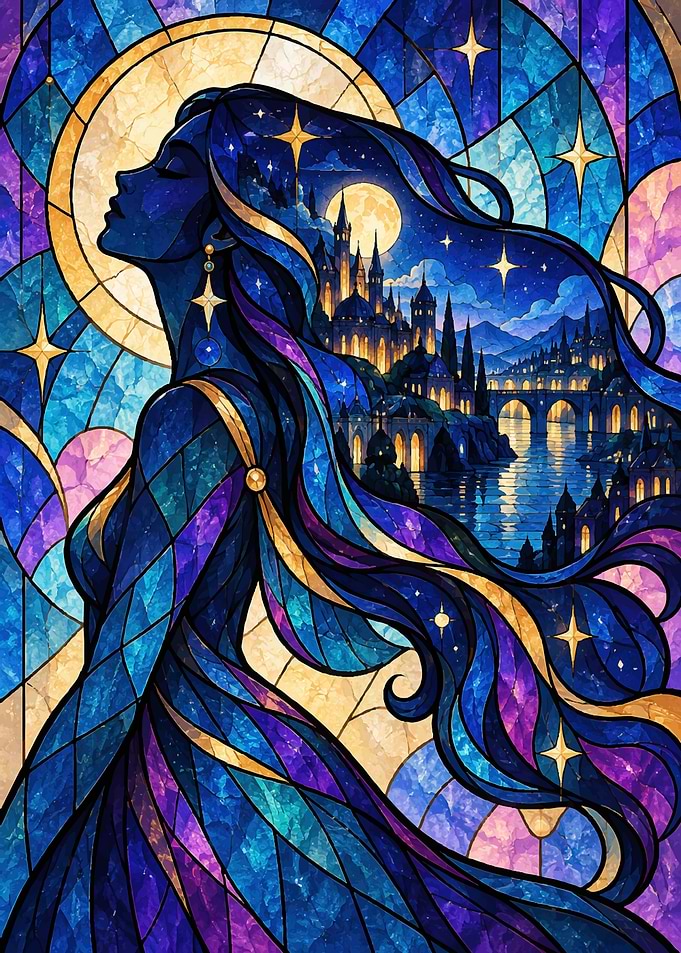 Stained Glass Goddess of the Night