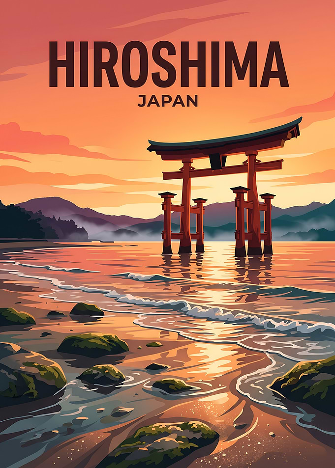 Serene Sunset at Hiroshima Sacred Gate
