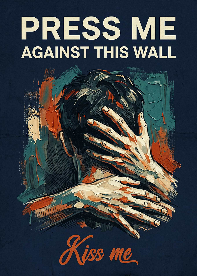 Press Me Against This Wall Typography Oil Painting Art