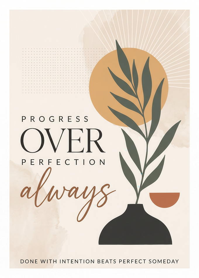 Progress Over Perfection Inspirational Wall Art
