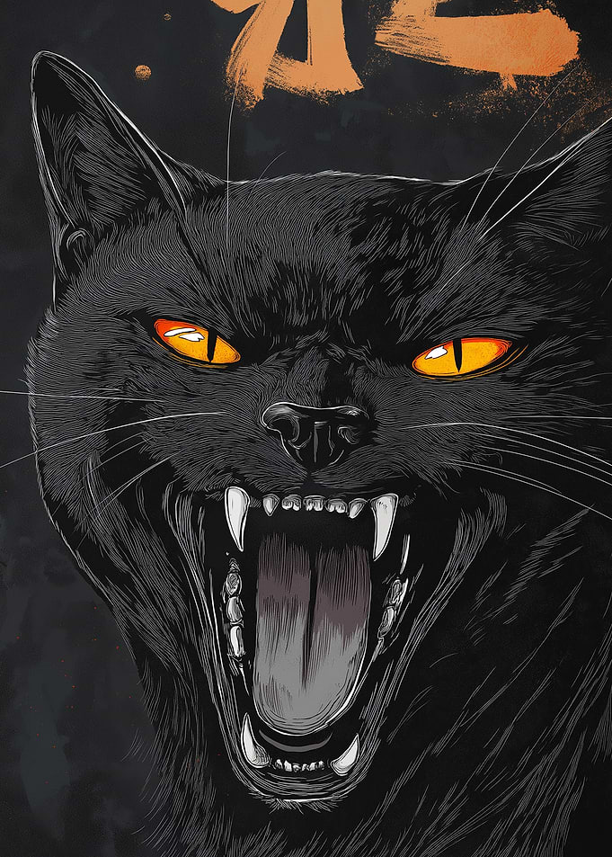 Fierce Black Cat Illustration