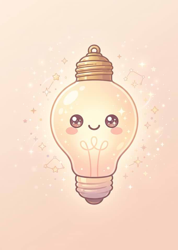 Cute Kawaii Glowing Light Bulb