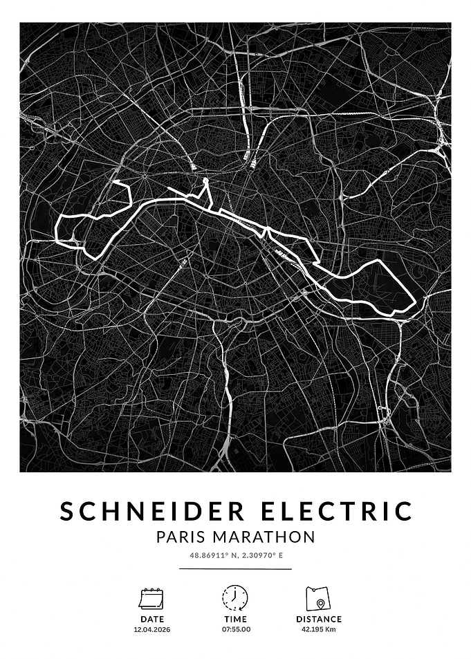 Schneider Electric Paris Marathon Map Poster
