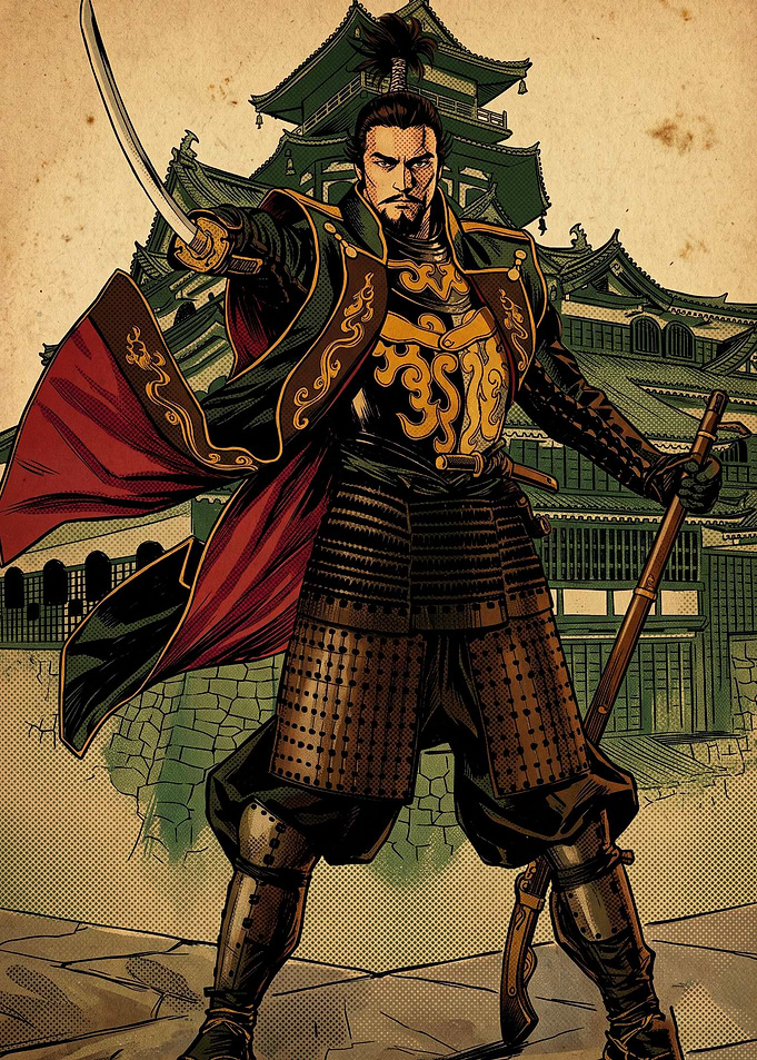 Samurai Warrior Castle Comic Art