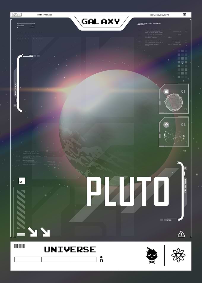 Futuristic Pluto Space Data Poster