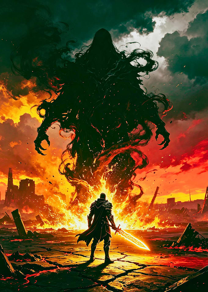 Warrior Facing a Shadow Demon